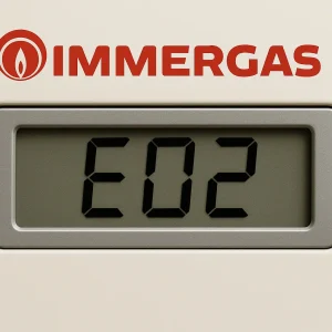 Display caldaia Immergas con codice errore 02